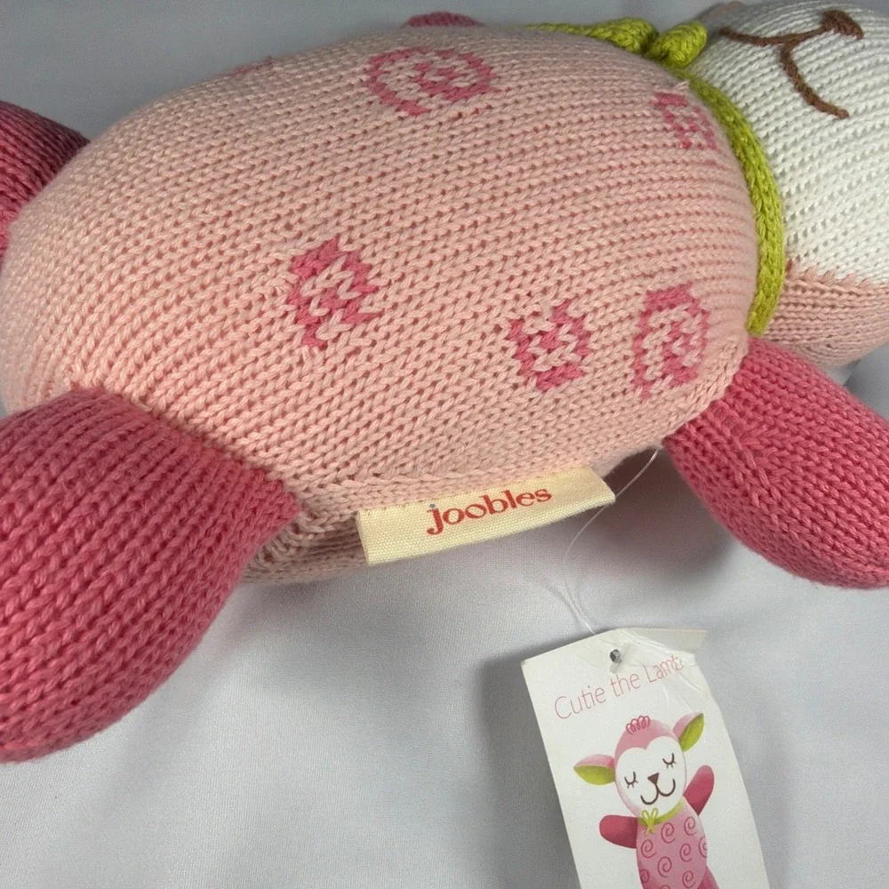 The Joobles Cutie the Lamb Plush Toy Kids OS Pink Organic Cotton Knit Fair Trade